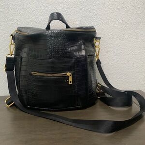 Fawn Design Mini Croc diaper bag backpack with gold hardware